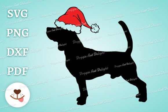 Beagle Dog in Santa Hat Svg Png Cipart