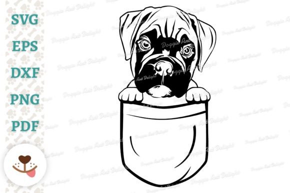 Boxer Puppy Dog Peeking in Pocket Svg
