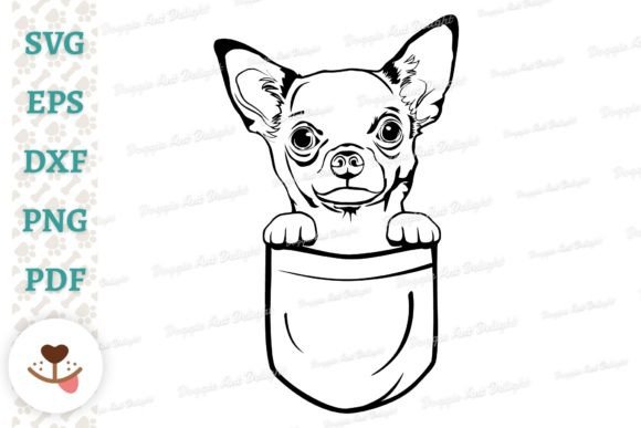 Chihuahua Dog Peeking in Pocket Svg Png