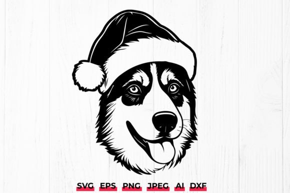 Christmas Husky Dog in Santa Hat SVG