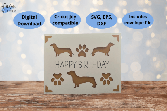Dachshund Dog and Pawprint Card SVG