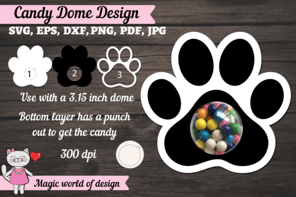 Dog Paw Candy Dome Svg