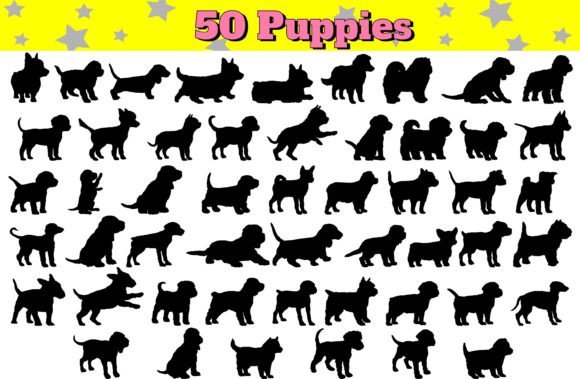 Dog Puppies Silhouette Vector Svg