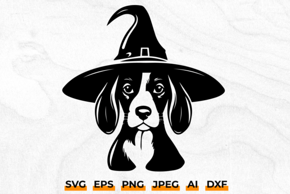 Halloween Beagle Dog in Witch Hat SVG