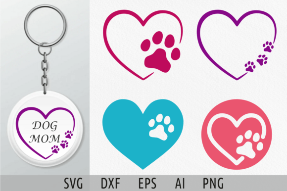 Heart Paw Keychain Svg