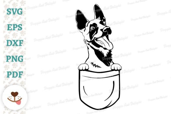 Malinois Puppy Dog Peeking in Pocket Svg