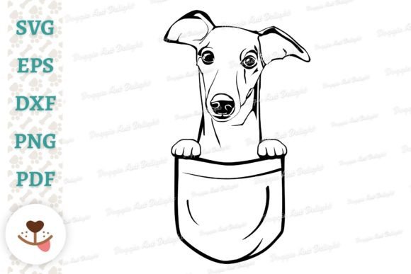 Whippet Dog Peeking in Pocket Svg Png